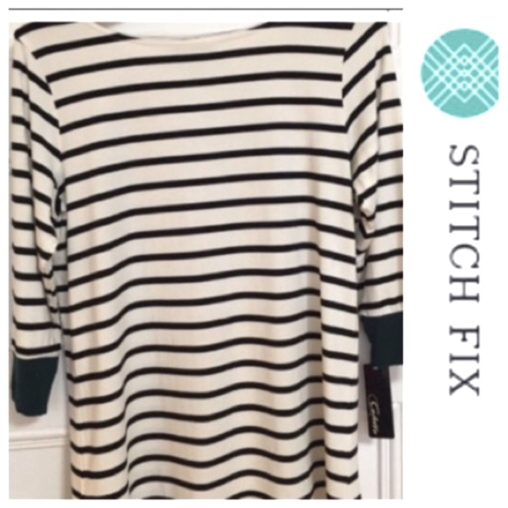 Colette striped long sleeve tee boat neck size large stitch fix